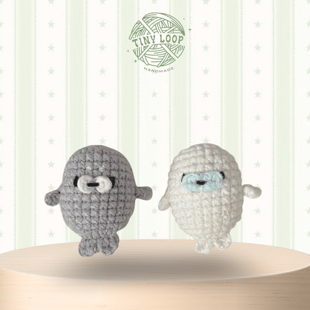 Móc khóa hình con hải cẩu handmade len đan dễ thương