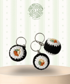 Móc Khóa Len Sushi Handmade 1 Cuộn Mini Đáng Yêu